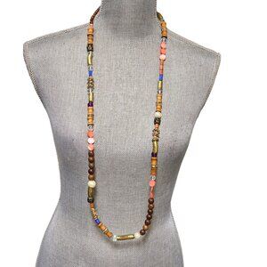 Sequin Women's Beaded Multi Color Gold Plated Long Necklace NWT